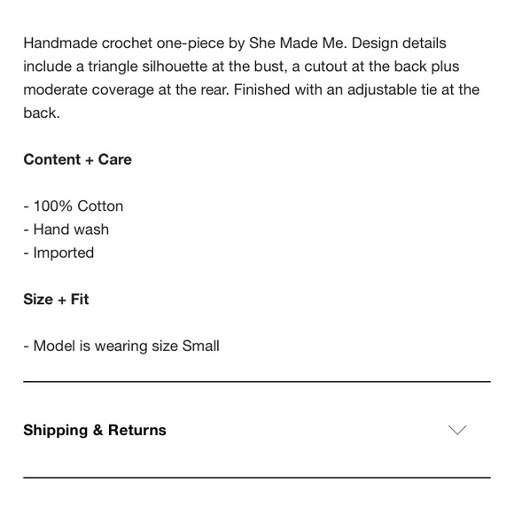 NWT!! She Made Me - Essential Crochet One-Piece Swimsuit Size Small - Picture 3 of 9